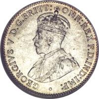 Australia coin 3 Pence - George V (1911 - 1936) obverse obverse of 3 Pence - George V (1911 - 1936) coin with KM# 24 from Australia. Inscription: GEORGIVS V D.G.BRITT: OMN:REX F.D.IND:IMP: ·