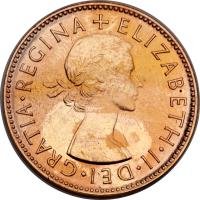 obverse of 1/2 Penny - Elizabeth II - Without F:D:; 1'st Portrait (1953 - 1955) coin with KM# 49 from Australia. Inscription: + ELIZABETH · II · DEI · GRATIA · REGINA