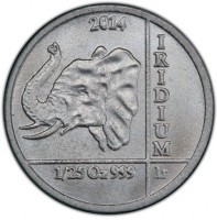 Iridium coin Rwanda KM# 113 2014. IRIDIUM. 1/25 OZ999 Ir.