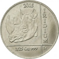 Iridium coin Rwanda KM# 121 2015. IRIDIUM 1/25 Oz 999 Ir.