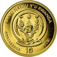 BANKI NKURU Y'U RWANDA. REPUBULIKA Y'U RWANDA. UBUMWI - UMURIMO - GUKUNDA IGIHUGU. AMAFARANGA 10 ICUMI.