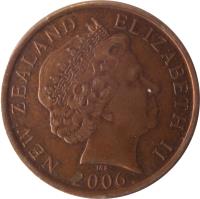 obverse of 10 Cents - Elizabeth II - 4'th Portrait (2006 - 2021) coin with KM# 117a from New Zealand. Inscription: NEW ZEALAND ELIZABETH II 2006