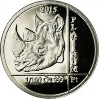Platinum coin Rwanda KM# 121d 2015 PLATINUM 1/100 Oz 999 Pt.