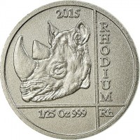 Rhodium coin Rwanda 2015. RHODIUM 1/25 Oz 999 Pt.