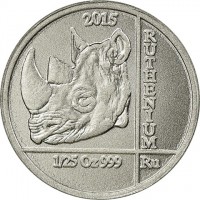 Ruthenium coin Rwanda 2015. RUTHENIUM 1/25 Oz 999 Ru.