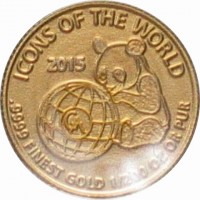 Gold coin Rwanda KM# 128 ICONS OF THE WORLD 2015.9999 FINE GOLD 1/200 OZ.