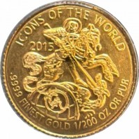 ICONS OF THE WORLD 2015.9999 FINEST GOLD 1/200 OZ OR PUR. GA.