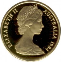Australia coin 1 Dollar - Elizabeth II - 2'nd Portrait (1984) obverse obverse of 1 Dollar - Elizabeth II - 2'nd Portrait (1984) coin with KM# 77 from Australia. Inscription: ELIZABETH II AUSTRALIA 1984