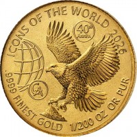 ICONS OF THE WORLD 2026. 40th ann.9999 FINEST GOLD 1/200 OZ OR PUR. GA.