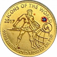 Gold coin Rwanda ICONS OF THE WORLD 2017.9999 FINEST GOLD 1/200 OZ OR PUR. GA.