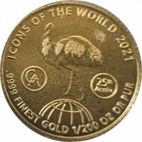 ICONS OF THE WORLD 2021.  GA  25th ann.9999 FINEST GOLD 1/200 OZ OR PUR.