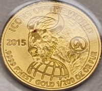 ICONS OF THE WORLD 2015.9999 FINEST GOLD 1/200 OZ OR PUR.