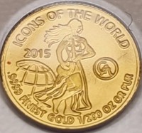 Gold coin Rwanda KM# 134 ICONS OF THE WORLD 2015.9999 FINEST GOLD 1/200 OZ OR PUR. GA.