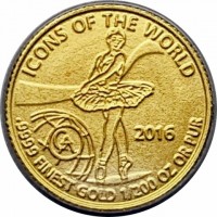 ICONS OF THE WORLD 2016.9999 FINE GOLD 1/200 OZ OR PUR.