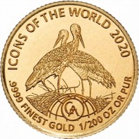 ICONS OF THE WORLD 2020.9999 FINEST GOLD 1/200 OZ OR PUR. GA.