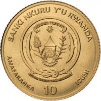 BANKI NKURU Y'U RWANDA. REPUBULIKA Y'U RWANDA. UBUMWI - UMURIMO - GUKUNDA IGIHUGU. AMAFARANGA 10 ICUMI.