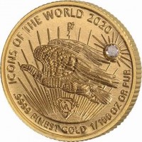 ICONS OF THE WORLD 2020. Pf. GA.9999 FINEST GOLD 1/100 OZ OR PUR.