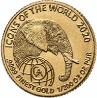 ICONS OF THE WORLD 2020.9999 FINEST GOLD 1/200 OZ OR PUR. GA.