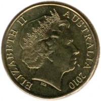 obverse of 1 Dollar - Elizabeth II - Girl Guiding - 4'th Portrait (2010) coin with KM# 1499 from Australia. Inscription: ELIZABETH II AUSTRALIA 2010 IRB