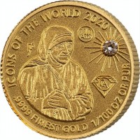 ICONS OF THE WORLD 2020. 110 Ann. Pf. GA.9999 FINEST GOLD 1/100 OZ OR PUR.