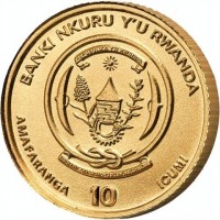 BANKI NKURU Y'U RWANDA. REPUBULIKA Y'U RWANDA. UBUMWI - UMURIMO - GUKUNDA IGIHUGU. AMAFARANGA 10 ICUMI.