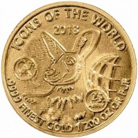 ICONS OF THE WORLD 2020. 25th anniv.9999 FINEST GOLD 1/200 OZ OR PUR. GA.