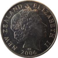 obverse of 50 Cents - Elizabeth II - 4'th Portrait (1999 - 2006) coin with KM# 119 from New Zealand. Inscription: NEW ZEALAND ELIZABETH II 2006