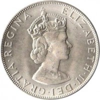 obverse of 1 Crown - Elizabeth II - 1'st Portrait (1964) coin with KM# 14 from Bermuda. Inscription: ELIZABETH · II · DEI · GRATIA · REGINA