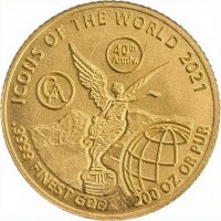 ICONS OF THE WORLD 2020.9999 FINEST GOLD 1/200 OZ OR PUR. GA.