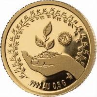 Gold coin Rwanda 9999 AU 0.5 G. 2021.