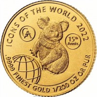 ICONS OF THE WORLD 2020.9999 FINEST GOLD 1/200 OZ OR PUR. GA.