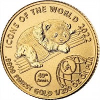 ICONS OF THE WORLD 2022. 40th Anniv.9999 FINEST GOLD 1/200 OZ OR PUR. GA.