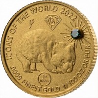 ICONS OF THE WORLD 2022. 1st. GA.9999 FINEST GOLD 1/100 OZ OR PUR. Pf.