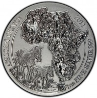 Silver coin Rwanda KM# 39 AFRICAN OUNCE 2011. 1oz FINE SILVER 999.