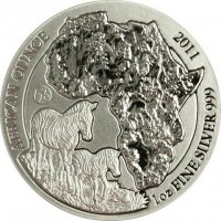 Silver coin Rwanda KM# 39a AFRICAN OUNCE 2011. f15. 1oz FINE SILVER 999.