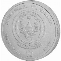 BANKI NKURU Y'U RWANDA. REPUBULIKA Y'U RWANDA. UBUMWI - UMURIMO - GUKUNDA IGIHUGU. AMAFARANGA 10 ICUMI.