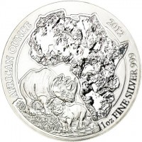 Silver coin Rwanda KM# 37 AFRICAN OUNCE 2012. 1oz FINE SILVER 999.