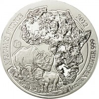 Silver coin Rwanda KM# 37a AFRICAN OUNCE 2012. 1oz FINE SILVER 999.