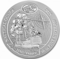 Silver coin Rwanda NAUTICAL OUNCE 2025 1/12oz FINE SILVER 999. HMS Victory.