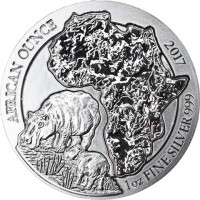 AFRICAN OUNCE. 2017  1oz FINE SILVER 999.