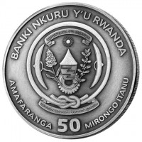 BANKI NKURU Y'U RWANDA. REPUBLIKA Y'U RWANDA. UBUMWI - UMURIMO - GUKUNDA IGIHUGU. AMAFARANGA 50 MIRONGO ITANU.