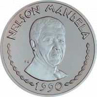 Silver coin Rwanda KM# 18 NELSON MANDELA. BG. 1990.