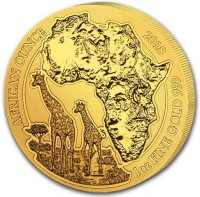 Gold coin Rwanda KM# 174 AFRICAN OUNCE. 2018 1oz FINE GOLD 999.