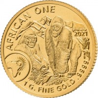 Gold coin Rwanda KM# 221 AFRICAN DIME. 2021. 1 G FINE GOLD9999.