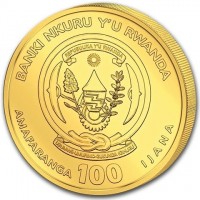 BANKI NKURU Y'U RWANDA. REPUBLIKA Y'U RWANDA. UBUMWI - UMURIMO - GUKUNDA IGIHUGU. AMAFARANGA 100 IJANA.