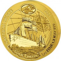 Gold coin Rwanda NAUTICAL OUNCE. 2023 1 oz FINE SILVER 999. Great Eastern.