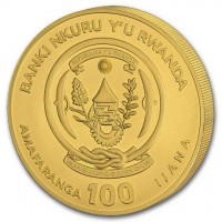 BANKI NKURU Y'U RWANDA. REPUBLIKA Y'U RWANDA. UBUMWI - UMURIMO - GUKUNDA IGIHUGU. AMAFARANGA 100 IJANA.