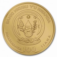 BANKI NKURU Y'U RWANDA. REPUBLIKA Y'U RWANDA. UBUMWI - UMURIMO - GUKUNDA IGIHUGU. AMAFARANGA 100 IJANA.