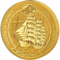Gold coin Rwanda NAUTICAL OUNCE. 2026 1/12oz FINE SILVER 999. Kruzenshtern.