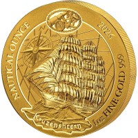 Gold coin Rwanda NAUTICAL OUNCE. 2026 1oz FINE GOLD 999. Kruzenshtern.